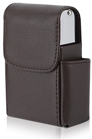 Stockage de cigarettes,Etui Cigarette,Boîte à Cigarettes en Cuir PU avec Emplacement,Porte Cigarettes Boîte,Étui à cigarettes en métal pour Briquet Porte Cigarettes pour Hommes et Femmes Unisexe