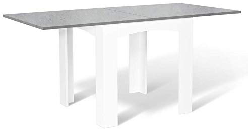 IDMarket - Mesa de comedor extensible rectangular Dona 6-8 personas bandeja efecto hormigón 80-160 cm