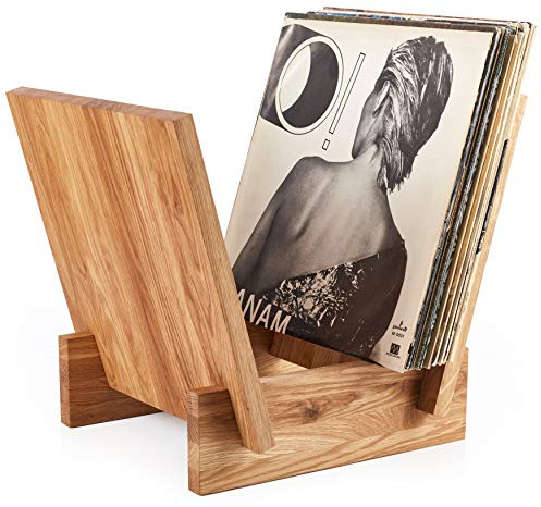 VinylMore Schallplattenaufbewahrung, Massivholz mit hochwertigem Design, zur Aufbewahrung und Präsentation von bis zu 40 x 30,5 cm Schallplatten