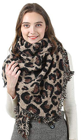 MAKFORT Damen Herbst Winter Schal Imitation Kaschmir Leoparden Halstücher Dreieck Handtuch