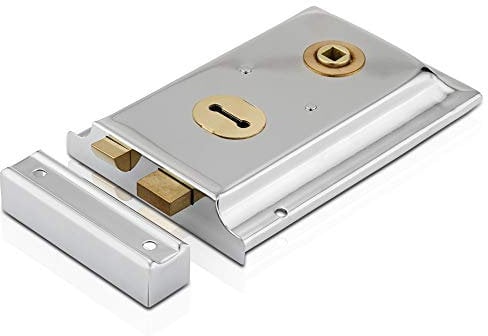 XFORT® 6x 4 Polished Chrome Rim Sashlock, Door Lock with Latch, Resists Against Corrosion and Weather Damage, Ideal for External Gates Or Doors, Perfect for Keeping Children, Pets, Livestock Safe.