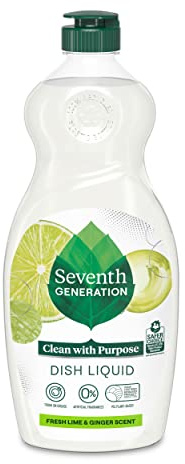Seventh Generation Dish Soap Fresh Lime & Ginger Scent 1 count Dishwashing Soap Dish Detergent Liquid Soap 19 oz