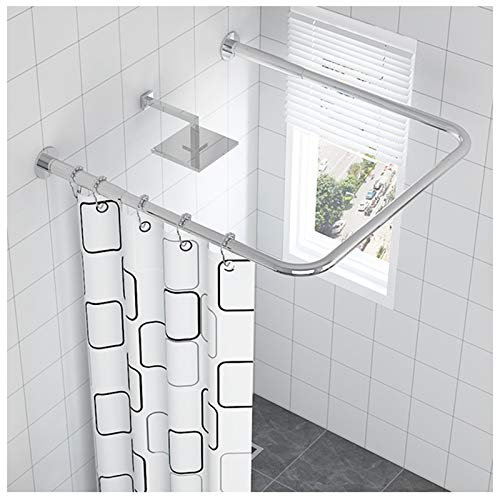 YTREDF Tringle à Rideau de Douche Incurvée en Forme de U, Imperméable Antidérapante Tringle Rideau de Douche, Acier Inoxydable, pour Bains, Cabine Douche Silver-(100 × 100 x 100cm)