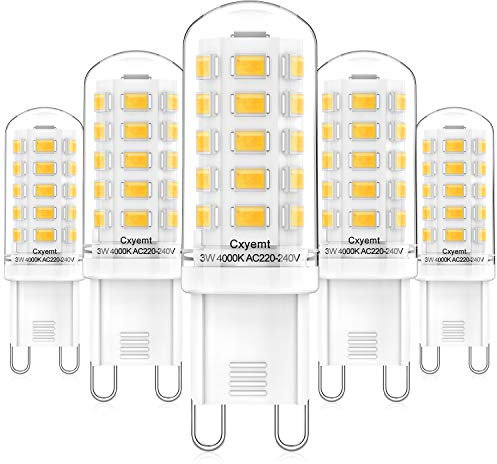 Cxyemt G9 LED Lampen 3W Ersetzt 28W 33W 40W Halogenlampen, Neutralweiß 4000K G9 LED Energiesparlampe Glühbirne, AC 220-240V, Nicht Dimmbar, Kein Flickern Leuchtmittel, 5er Pack