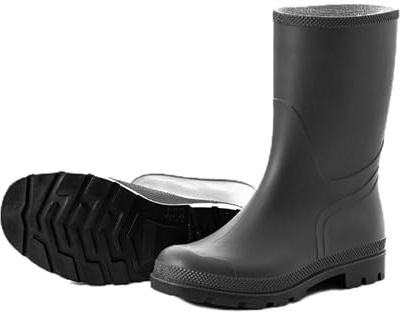 Scheibler Gummistiefel Herren Halbhoch - Arbeits-Stiefel Wasserdicht - Regenstiefel Mit Rutschfester Sohle - Rain Boots Men Aus PVC - Gummi-Stiefeletten Schmale Passform - Schwarz