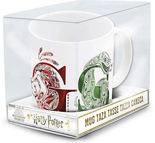 Mug Stor en céramique - Tasse pour boissons chaudes : café, thé et chocolat chaud ! - 325 milliliters - Passe au micro-onde - Isolée - Aux couleurs des maisons de l'école Poudlard de Harry Potter