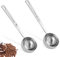 Coffee Scoop, 2pcs Stainless Steel Coffee Measuring Spoon Sugar Tea Coffee Spice Measure Scoop Long Handle Ground Coffee Spoon for Cafetiere Ground Coffee and Beans, 30ml & 15ml