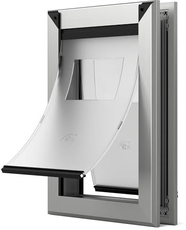 MAVRICFLEX Heavy Duty Doggy Door with Sliding Lock Panel, Energy Efficient Rugged Aluminum Large Dog Door, Easy Installation, Magnetic Double Flaps Dog Door for Large Dogs Up to 40lbs (Medium)