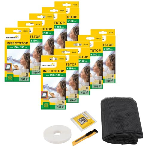 10er-Set SchellenbergFliegengitter mit Reisverschluss, 150x180, weiß