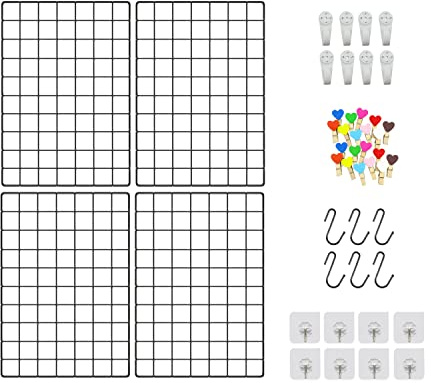 ZUOKEMY 4 Pieces Mounted Photo Grid Wall Grid Decorative Panels(black11.8 x15.7) for Living Room, Bedroom, Office, Study, Etc. Photo Memo Display Grid Panels