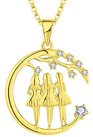 JO WISDOM Damen Halskette Sterling Silber 925,Kette Anhänger Immer meine Schwester für immer mein Freund mit 3A Zirkonia,Schmuck für Frauen
