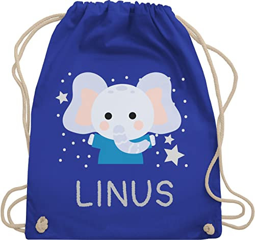Turnbeutel Rucksack - Elefant Kinder - Unisize - Royalblau - stofftasche kindergarten tasche für kita elefanten geschenke name beutel stoffbeutel und elefantenmotiv jungen juterucksäcke junge