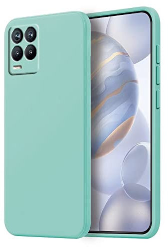 HONLEN Funda Compatible para Realme 8 / Realme 8 Pro Case, (6.4 Inches) Líquida TPU Silicona Cover con Anti-Rasguño, Cáscara Suave Cubierta Cian Claro