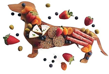 Keeplus Hölzerner Dackel Teller, Käsebrett aus Holz, Käseplatten Käsebretter Servierplatte Servierbrett Geschenk für Party-Geburtstag, Weihnachts-Thanksgiving-Tag Cheese Board Charcuterie Board