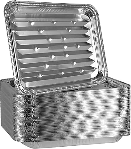 Plastipro Poêle en aluminium avec surface inférieure nervurée pour barbecue, gril, texture jetable.