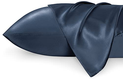 Bedsure Satin Pillowcase 2 Pack - Cooling, Silky, 50x75cm, Vintage Indigo | Similar to Silk Pillowcase, Cooling, Better Skin and Hair, Envelope Closure, Gifts for Women, Standard Size, 2 Packs
