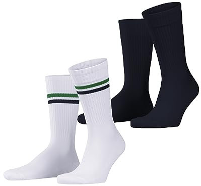 ESPRIT Herren Tennis Stripe 2-Pack Socken atmungsaktive nachhaltige biologische Baumwolle gemustert 2 Paar