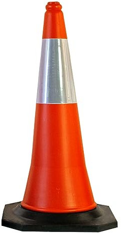 EBERSIGN Conos de Señalización 100cm con Base de Caucho – Cono de Tráfico Reflectantes para Seguridad Vial, Estacionamiento, Obras, Entrenamiento y Control Vehicular – 100x49cm