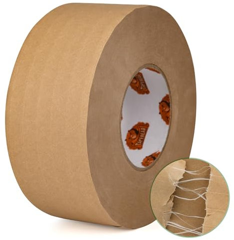 TAPEBEAR Umweltgerechtes Kraftpapier Klebeband, Wasser-aktiviertes Paketbänder 70mm x 137m Biologisch abbaubares Klebeband, Abbaubar Verpackungsband, Recycelbar Braun Papier Packband