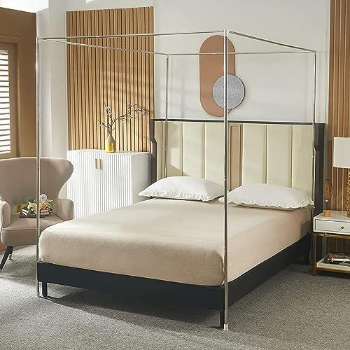Edelstahl Baldachin Moskitonetz Rahmen MoskitonetzhalterVier Eckbett Bettrahmen Gestell Für Twin/Full/Queen/California King/King Size Bett