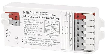 LIGHTEU®, Milight Miboxer 3 in 1 LED Strip Controller (WiFi+2.4G) RGB RGBW RGBCCT, Tuya Smart Amazon Alexa und Google Home Sprachsteuerung Bluetooth 4.2 DMX512, E3-WR