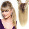 Halloween Echthaar-Topper für Frauen, 100% Remy-Echthaar-Topper mit Pony, 150% Dichte, Clip-in-Topper auf Seidenbasis, 35,6 cm, 40 g – Ombré-Hellblond