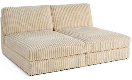 Lisa Design Jasper - modulares Sofa 3-Sitzer - Großer geripptem Cord Beige