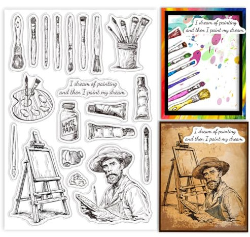 GLOBLELAND Malwerkzeuge Klare Stempel Zur Kartengestaltung Pinsel Silikon Klare Stempel Palette Transparente Siegelstempel Für DIY Scrapbooking Fotoalbum Tagebuch Dekoration