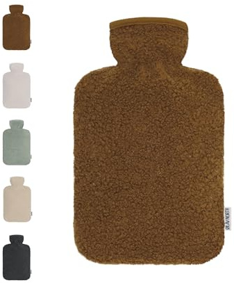 Ølav North Wärmflasche mit Teddybezug, 1.8 Liter, Braun, Hergestellt aus nachhaltigen Materialien, Geschenk für Frauen, Freundin