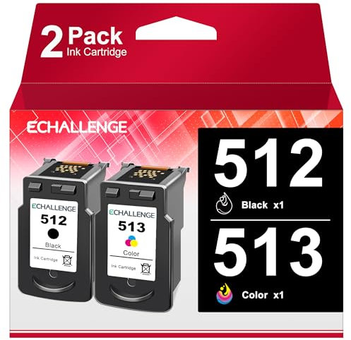 ECHALLENGE PG 512 CL 513 Wiederaufbereitet 512 513 Druckerpatronen 512 513 PG512 CL513 Kompatibel für Canon 512 513 Multipack PG-512 CL-513 für Pixma MP495 MP230 MP270 MX420 (Schwarz, Farbe, 2er-Pack