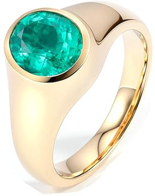 Bishilin Ring mit Smaragd Stein, Herren Ringe Gold 750 Solitär mit 4ct Oval Smaragd Verlobungsring Nickelfrei für Männer Gr.58 (18.5)