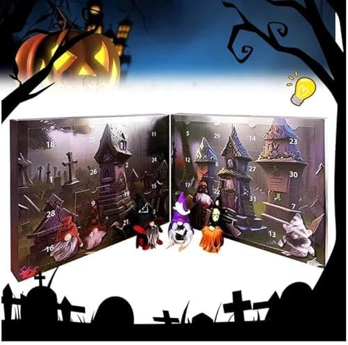DKIIL NOIYB 2024 Halloween Adventskalender, 2024 Halloween Gnome Advent Calendar, Halloween Countdown Kalender mit 31 Sammelpuppen, Halloween Gnome Dekoration Sammlerstück Spielzeug (1pc)