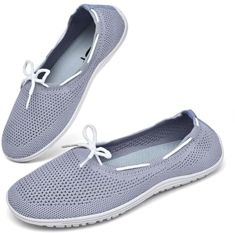 Geweo Ballerines Femme Ballerine Confortable Pied Large pour Femmes Chaussures Slip-on Ballet en Tricot Plat Basses Ballerines Pantoufles Flexible Respirant Chaussures Pieds Nus Violet 42 EU