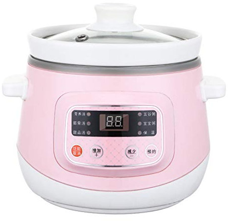 Olla cocción Lenta eléctrica 1,2 l con Revestimiento cerámica, Olla para guisar, Olla eléctrica Inteligente para hogar, multicocina con función Reserva y 6 configuraciones cocción, 120 W