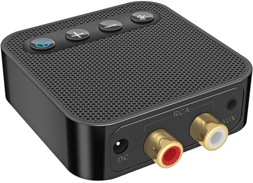 ELEVENKR Adaptateur Bluetooth vers RCA pour récepteur stéréo - Récepteur Bluetooth avec contrôle du volume - Adaptateur audio sans fil - Fonctionne avec smartphones et tablettes - Compatible avec Audi