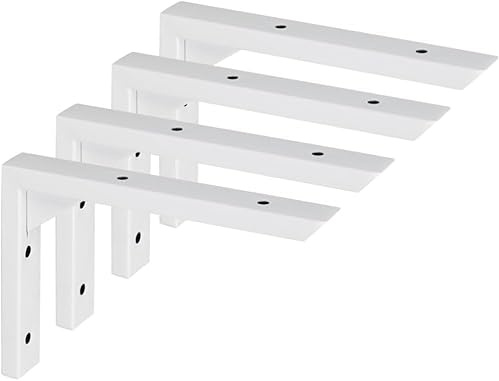 Mooche 4Pcs Shelf Bracket White, Heavy Duty Wall Brackets for Shelves 6Inch
