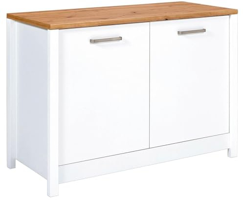 Spülen-Unterschrank - B 130 cm - 2 Türen - Artisan Eiche Dekor - Weiß
