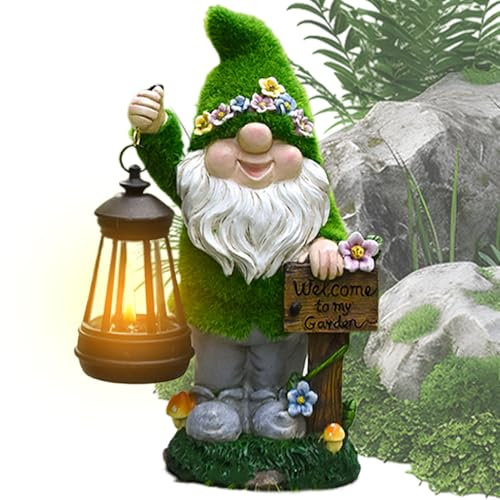 Solar-Zwerge, Dekoration im Freien, niedlicher Solar-Gartenzwerg mit Laterne, Skulpturen und Statuen für Zuhause, Kinder, Familie, Freunde, Rasen und Gärten Dekorationen