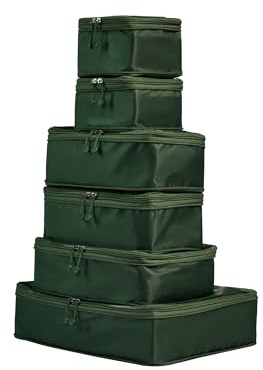 ANTLER - Compression Packing Cubes, Set of 6 Essential Packing Cubes for Suitcases and Backpacks - Holiday, Travel & Accessories Organiser, Easy Clothes and Shoe Storage Green