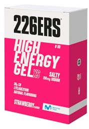 226ERS High Energy XS, Sports Energy Gel, gesalzene Erdbeere 8 x 45g | 30g Kohlenhydrate, verlängerte Energie mit Cyclodextrin, schnelle Magenentleerung, bessere Verdauung, glutenfrei, laktosefrei