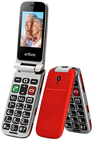 artfone CF241A GSM Klapphandy Seniorenhandy mit Ladegerät und Kamera丨Dual SIM Handy mit Notruftaste丨2,4 Zoll Farbdisplay丨Rentner Handy große Tasten丨FM Radio丨1300mAh Akku丨Bluetooth - Rot