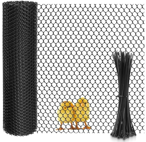Hühnerzaun Kunststoffgitter Geflügelzaun Kunststoffzaun Kaninchendraht Hasendraht 0,8cm Lochdurchmesser Drahtzaun (40cm×9m, Schwarz)