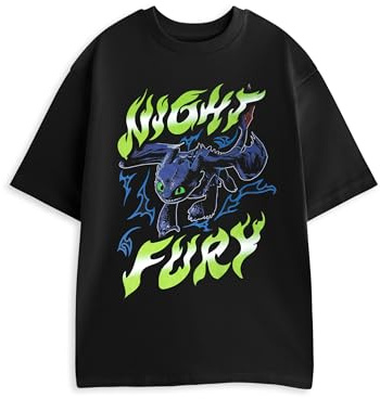 How To Train Your Dragon Night Fury Mens Black Short Sleeved T-Shirt | Graphic Tee with Character Print | Casual Wear for Movie Fans Merch