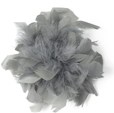 Baesics Broche à plumes pour femme - Broche en plumes de dinde véritables - Broche volumineuse à clipser XXL - Accessoire de cheveux vintage pour mariage, mariée, costume traditionnel, TH, 100