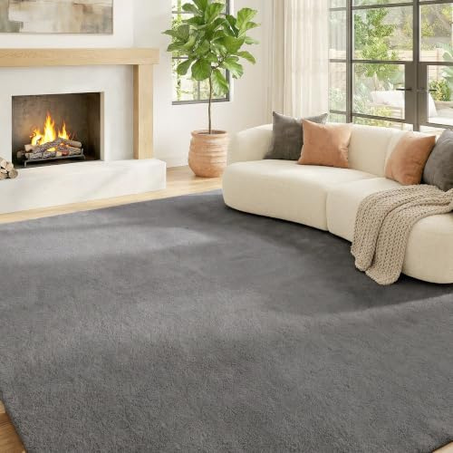 HOMCOM Alfombra Salón Pelo Largo Lavable 160x230 cm Gris Claro | Lavable en Lavadora, Estilo Moderno, para Sala de Estar Dormitorio Comedor