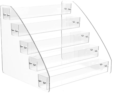 Janasiba Supporto per CD a 5 livelli, organizzatore trasparente CD, supporto per presentazioni CD fino a 30 custodie standard per DVD per la conservazione dei supporti sullo scaffale
