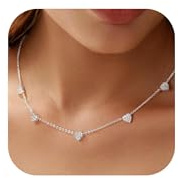 HARJJME Choker Kette Gold Silber Damen 14k Vergoldet Halskette Damen | choker kette damen, silber gold halskette, zirkonia kleeblatt perlen herz ketten, schmuck geschenke für frauen