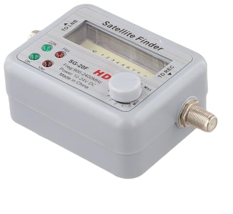 Eawfgtuw Détecteur de signal numérique satellite pour réseau parabolique TV et alignement LNB avec indicateur 22 kHz, écran lumineux, entrée 950-2150 MHz