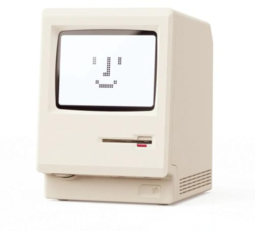 Maclock WB-8 Retro-Pixel-Wecker, elektronische Digitaluhr im Stil eines Computers aus den 80er Jahren von 1984 mit großem LCD-Display, USB-Tischuhr für das Schlafzimmer, mehrere Weckfunktionen, Kalend