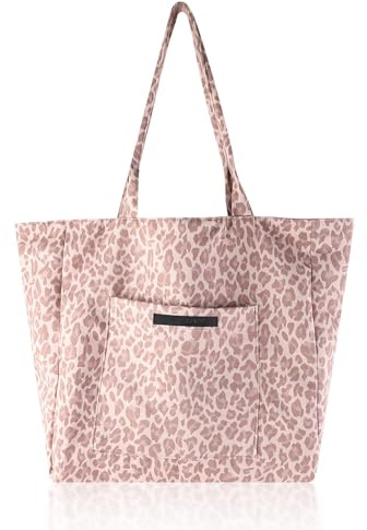 Geoyien Tote Bag, Sac Fourre Tout, Sac Cabas Femme Grand Format, Modèle de Léopard de Mode, Grande Capacité, Assez pour Les Objets du Quotidien, Adapté pour le Bureau, Shopping, École (Brun)